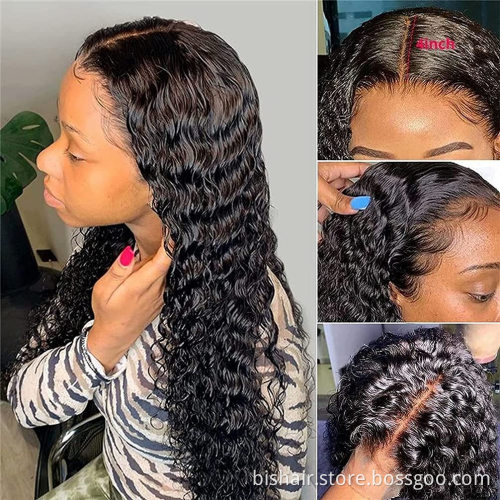 Loose Deep Wave Lace Front Wig Real Human Hair Brazil 4x4 Lace Hair Wig 150% Dense Holiday Hair Suitable for Women Natural Black